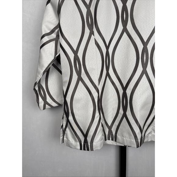 Connie Roberson Silk Geometric Print Blazer Jacket Medium White Jewel Buttons - Picture 12 of 13